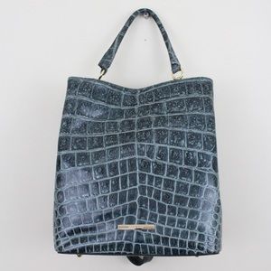 Brahmin Genuine Leather Green Obsidian Veil Amelia Bucket Shoulder Bag